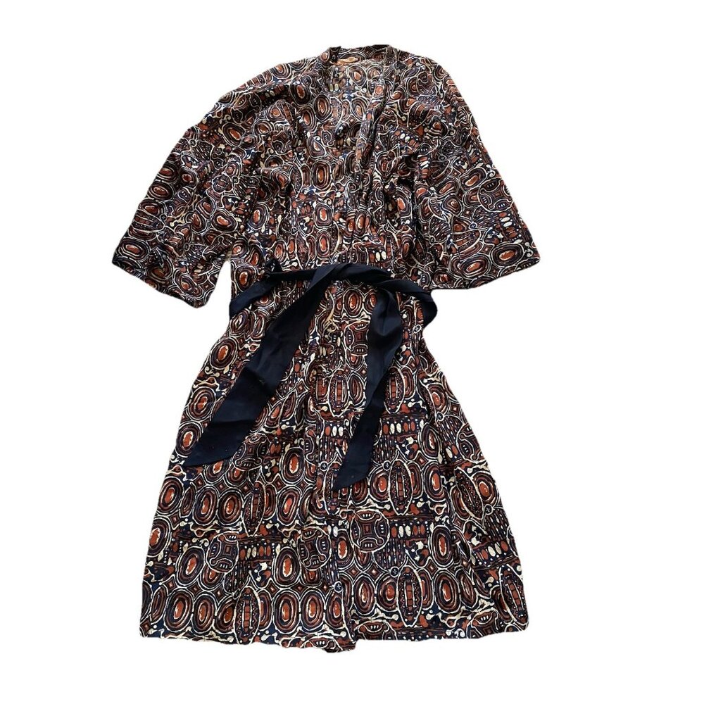Vintage Combed Cotton Robe Crocodile Smoking Jacket Mens Womens Large Tribal